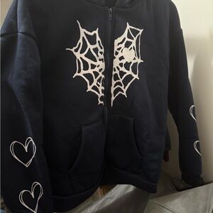 Kids Black Jacket with White Spider Web Design